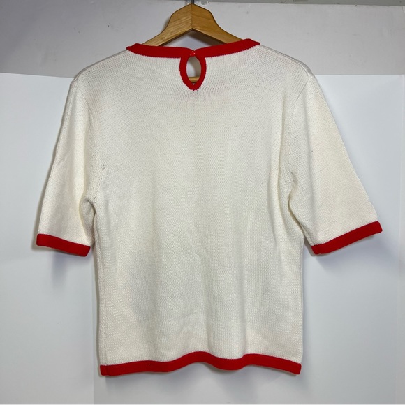 Vintage 1992 Susan Bristol Hand Embroidered Floral Short Sleeve Sweater - Picture 2 of 13